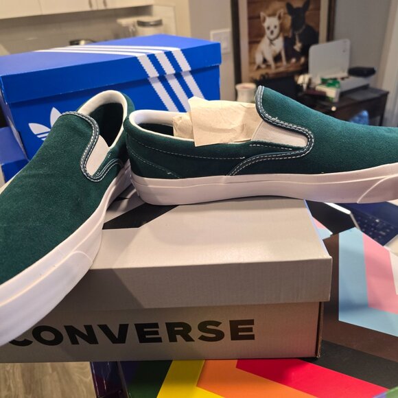 Converse Memory Foam One Star CC Pro Slip On Shoes (A11931C) Green Mens 10 NEW - Picture 3 of 14